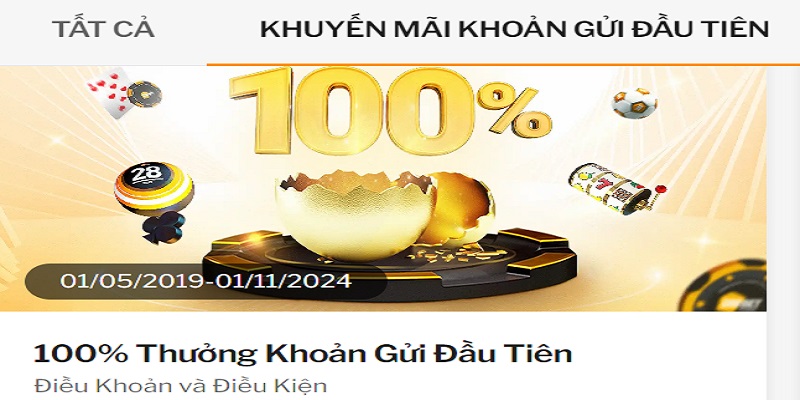 Khuyến mãi nạp lần đầu tặng 100%